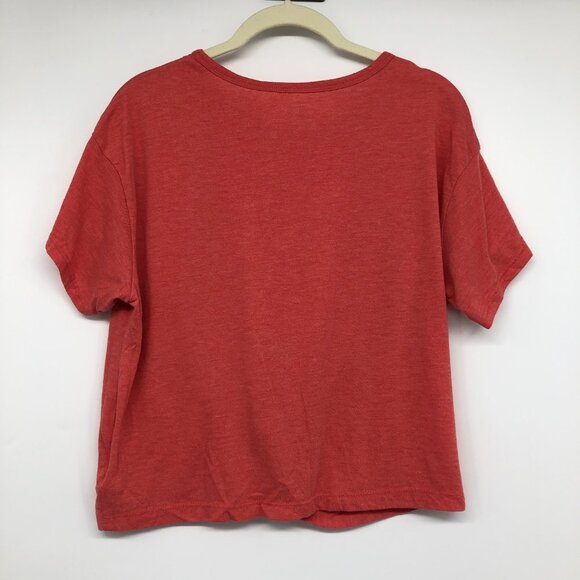 American Eagle AEO Red Coral short sleeve knot front cropped tee shirt M - Picture 2 of 15